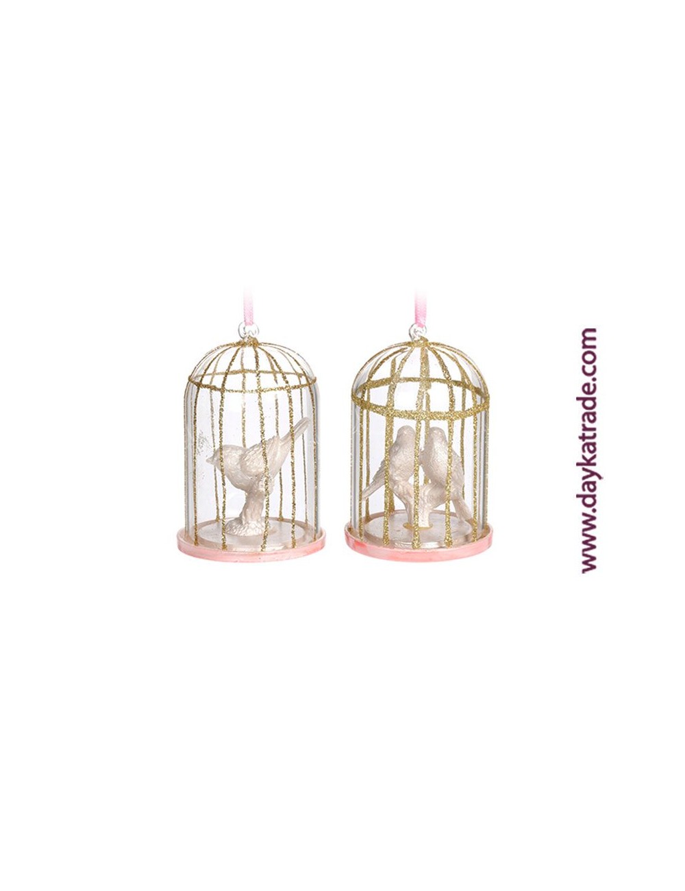 set de 2 jaulas con pájaro para colgar