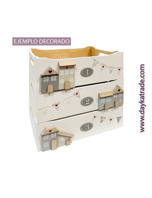 Set de 3 cajas almacenaje con siluetas de casitas
