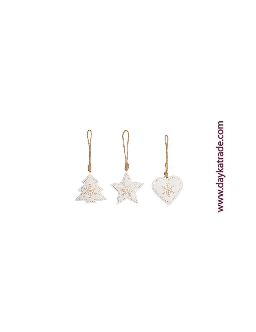 set de 3 estrella / abeto / corazón