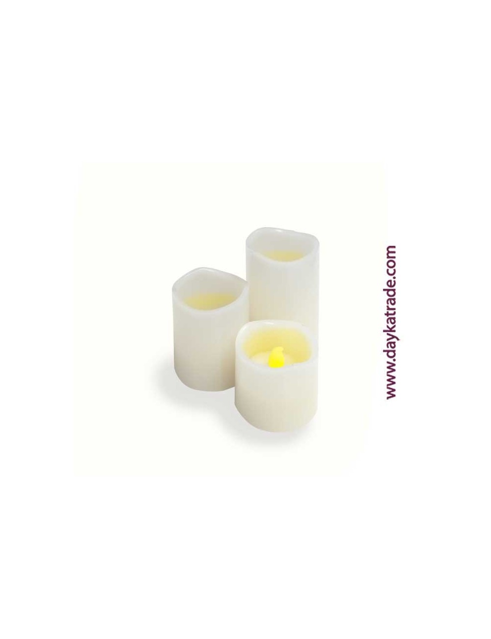 set de 3 velas led blancas de 5/7,5/10 cm