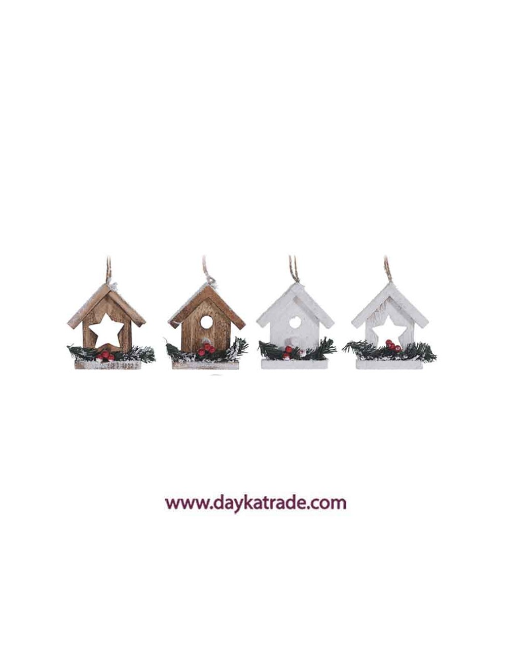 set de 4 colgantes navideños casita