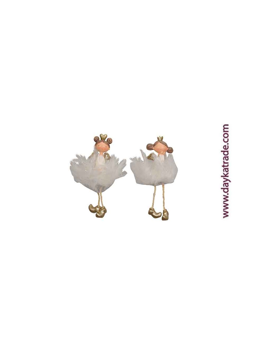 set de 4 parejas angelitas falda plumas blancas