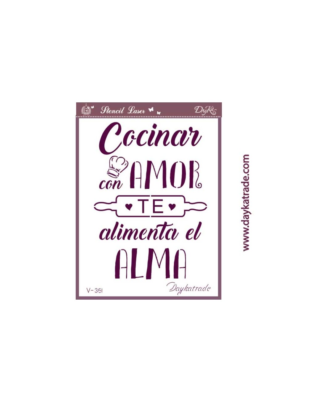 stencil A5 dayka "cocinar con amor te alimenta el alma"