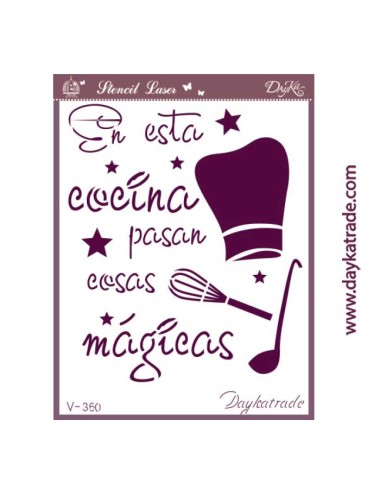 stencil A5 dayka "en esta cocina pasan cosas mágicas"