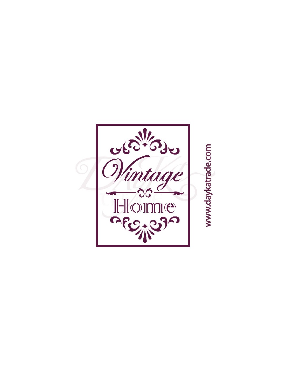 Plantillas de estarcido A4 dayka.  texto "vintage home".