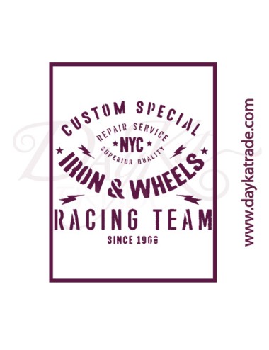 Plantillas de estarcido A4 dayka.  texto motos "iron & wheel"
