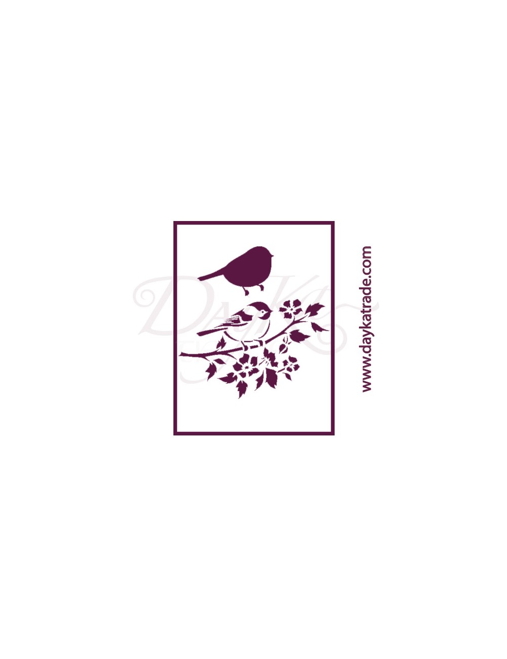stencil A5 dayka pajaro en rama con flores