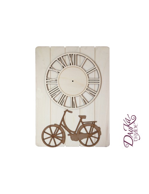 Reloj en madera de chopo con silueta de bici