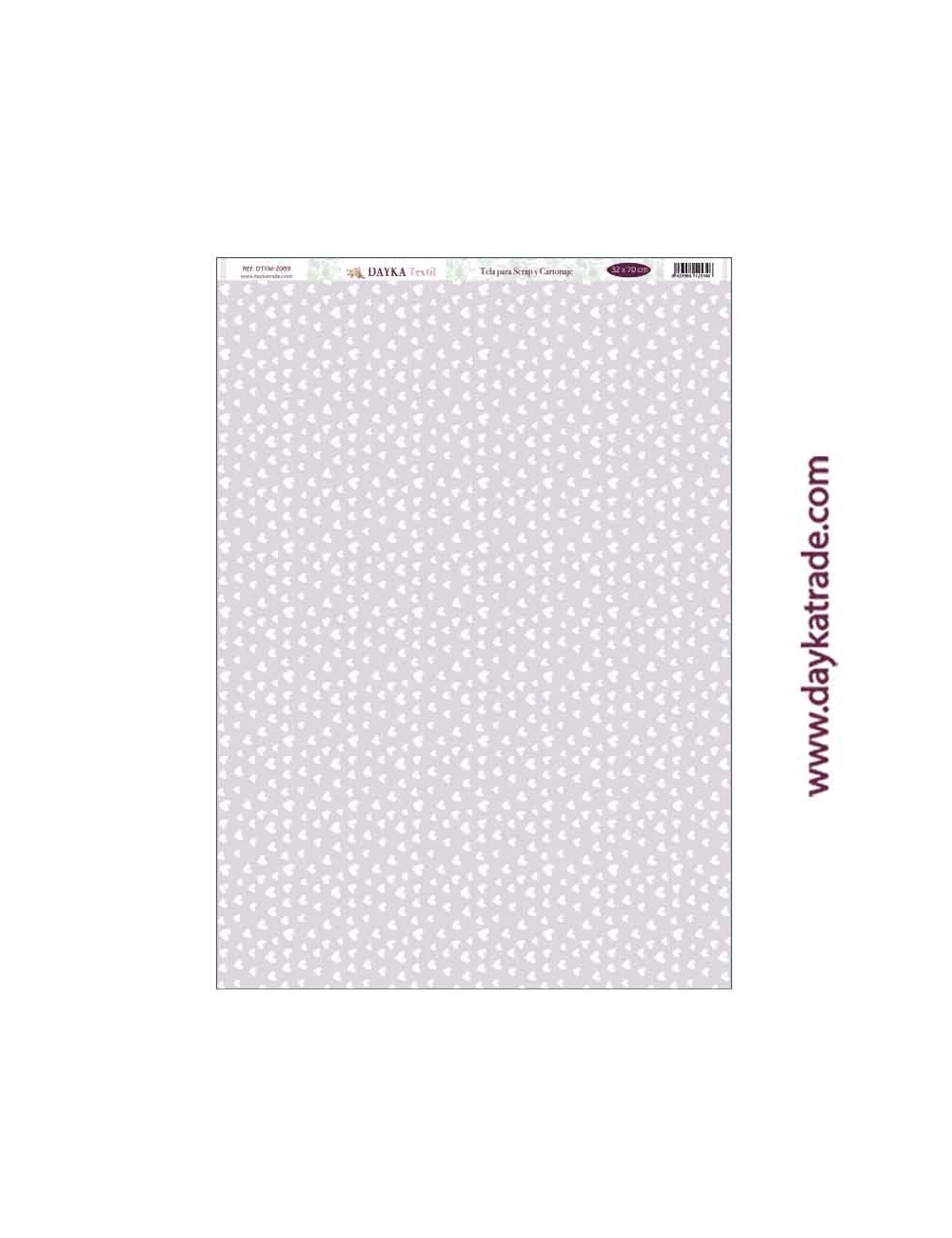 tela para scrap y cartónajecorazónes blancos y fondo morado "Puro Amor rosas" 32×70 cm