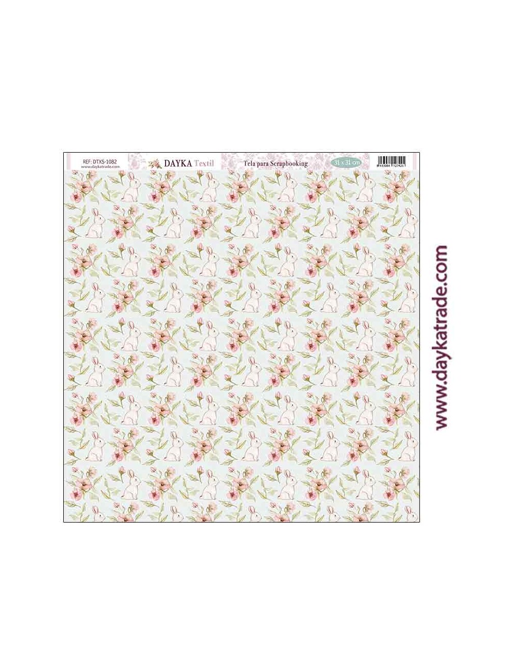 tela para scrapbooking fondo conejos con flores "En Comunión con la naturaleza"