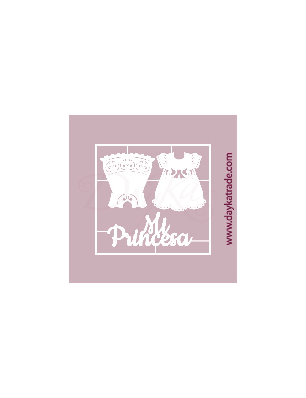 vestidos y texto "mi princesa" de cartón blanco