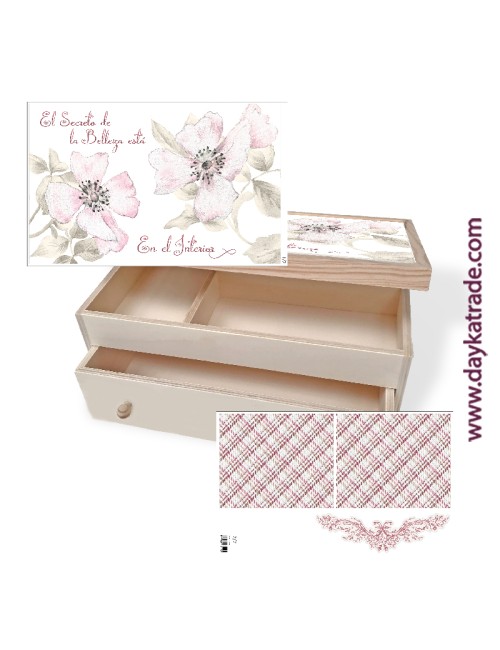 Caja maquillaje con tela pre-diseñada