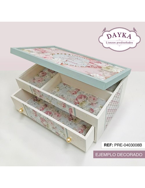 Caja maquillaje con tela pre-diseñada