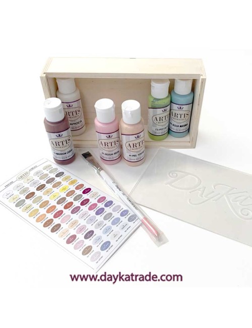 Cajita 6 pinturas acríliCas artis tonos pastel 60 ml
