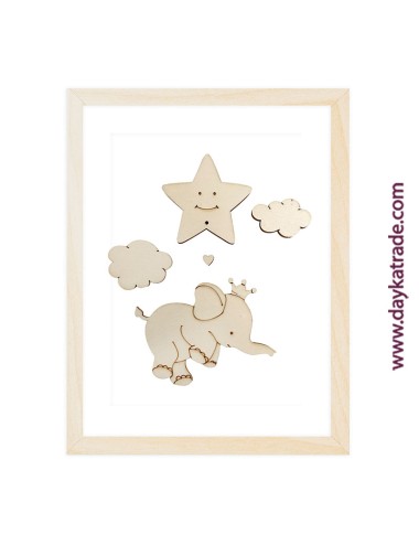 Cuadro infantil elefante y estrella