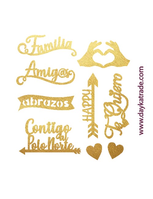Deco dorado mensajes "familia"