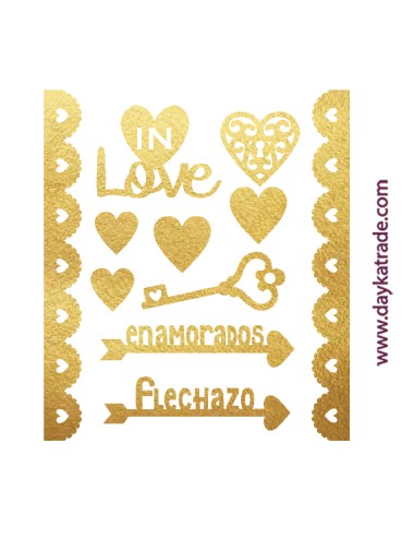 Deco dorado mensajes "flechazo"