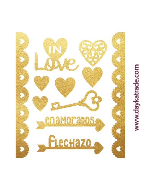 Deco dorado mensajes "flechazo"