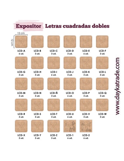 Expositor letras cuadradas dobles