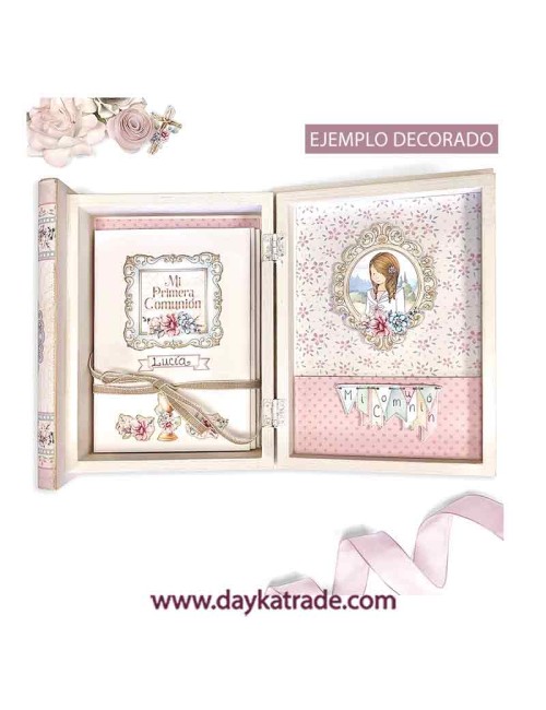 kit scrapbooking - caja libro Comunión niña - "En Comunión con la naturaleza"