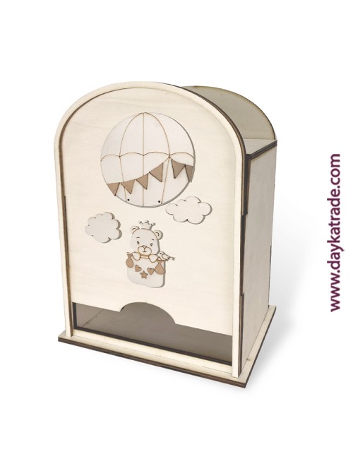 pañalera de madera con oso y globo