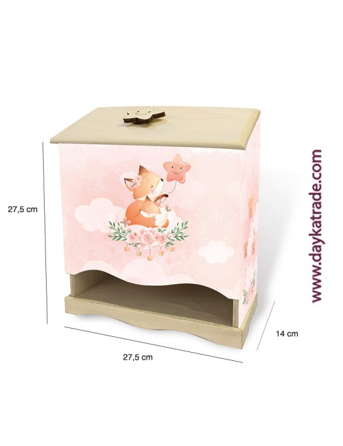 pañalera de madera con tela pre-diseñada zorros