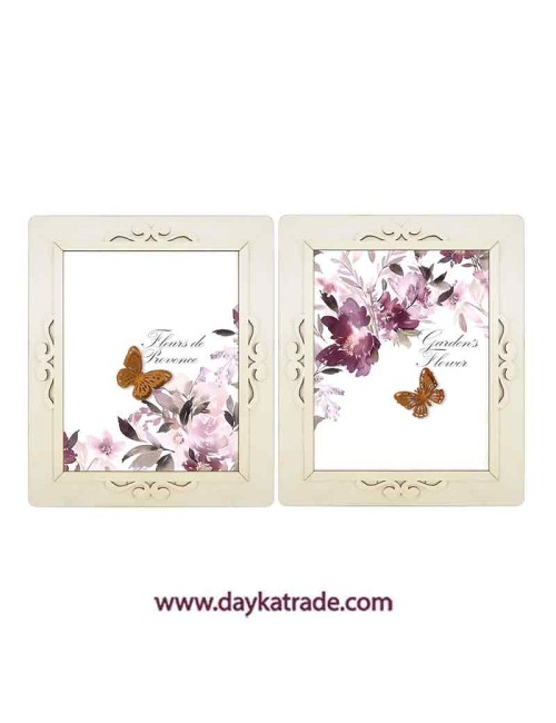 set 2 cuadros flores mariposas