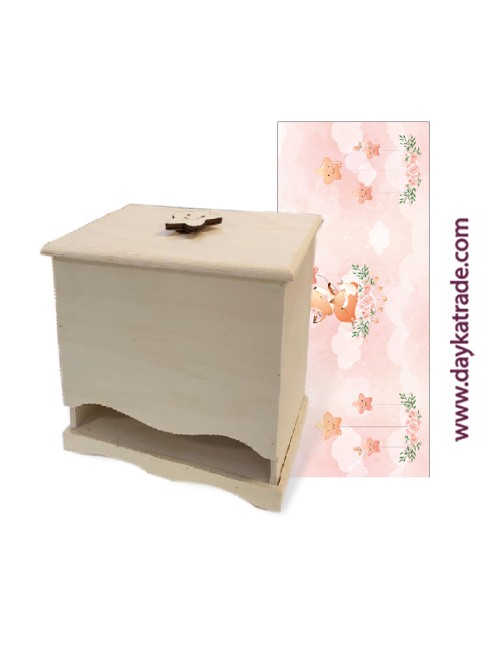 pañalera de madera con tela pre-diseñada zorros