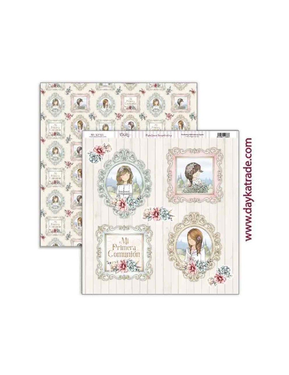 papel scrap marcos, niñas y flores colección "En Comunión con la naturaleza"