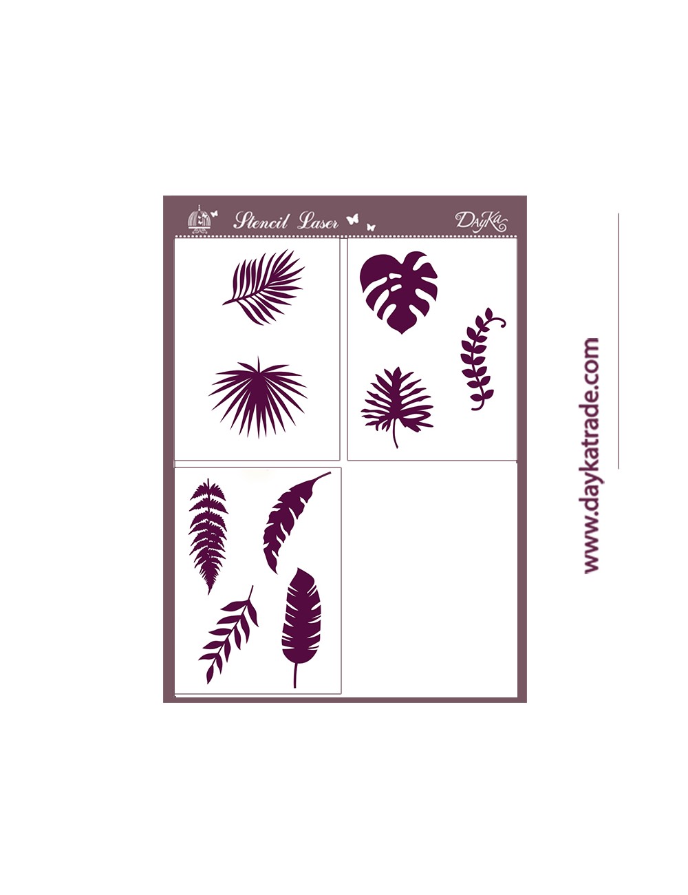 Stencil 3ud de A3 topical hojas dayka