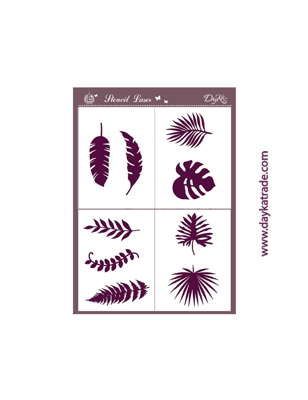 Stencil 4 ud de A3 topical hojas dayka