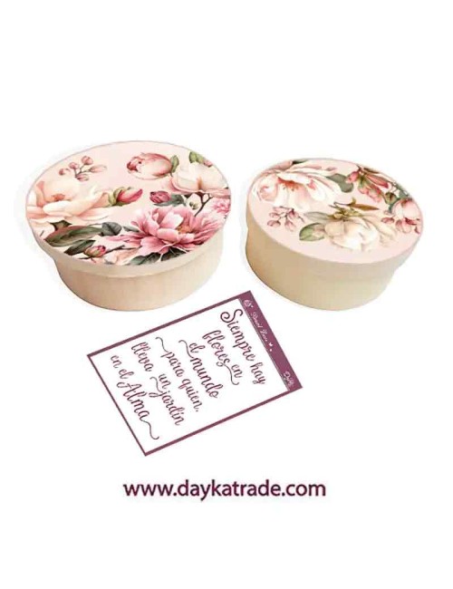 set de dos cajas redondas con prediseñado de flores