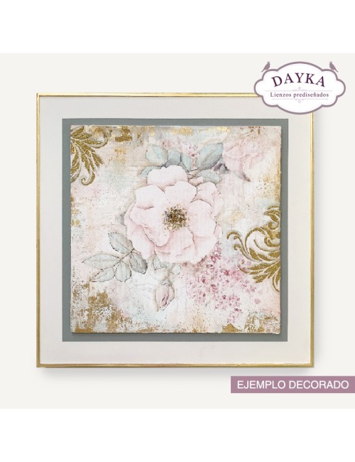 Cuadro Rosa Con Tela Pre-Diseñada