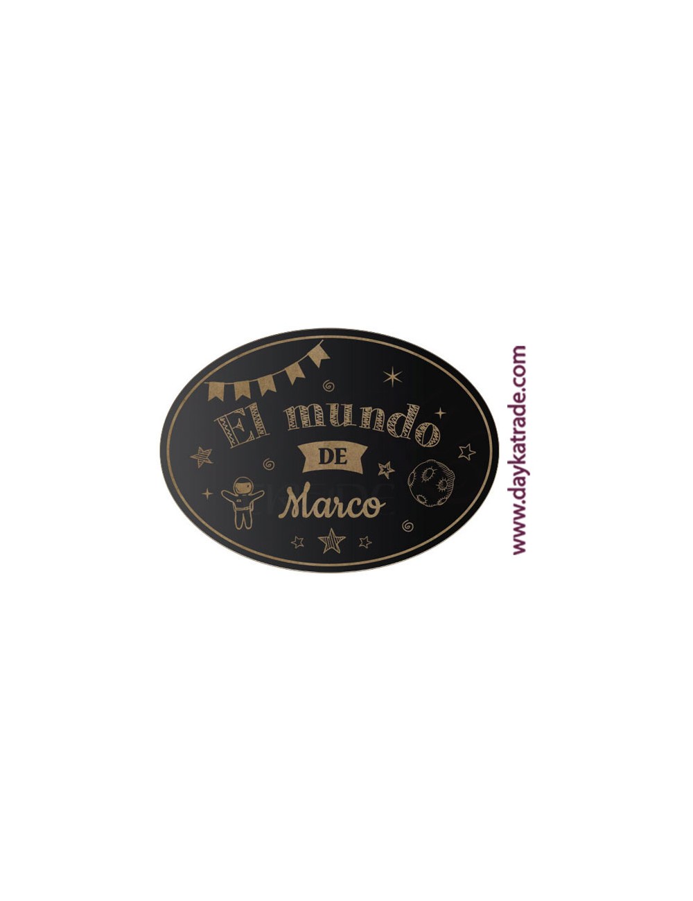 Placa Puerta Pizarra Infantil Astronauta Óvalo