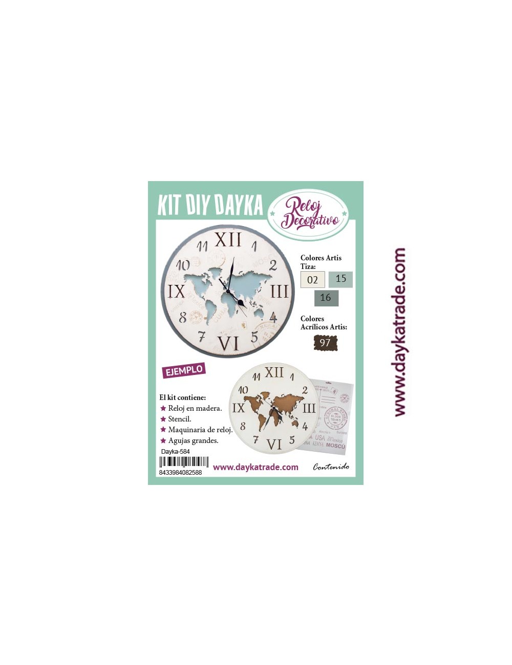 Kit Diy Dayka Reloj Mapa Mundi