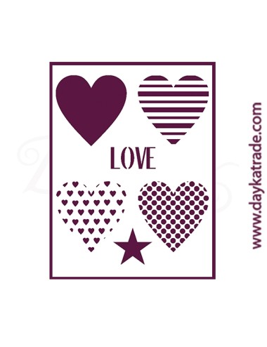 Stencil A3 dayka "corazónes + love + estrella"