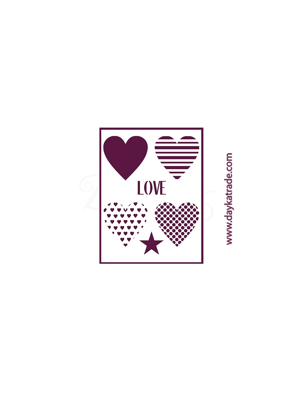 Stencil A3 dayka "corazónes + love + estrella"