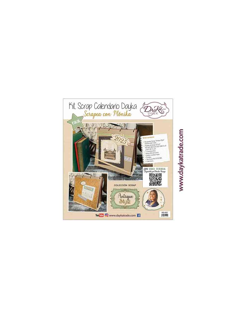 kit calendario 2025 scrapbooking "Antique Style"