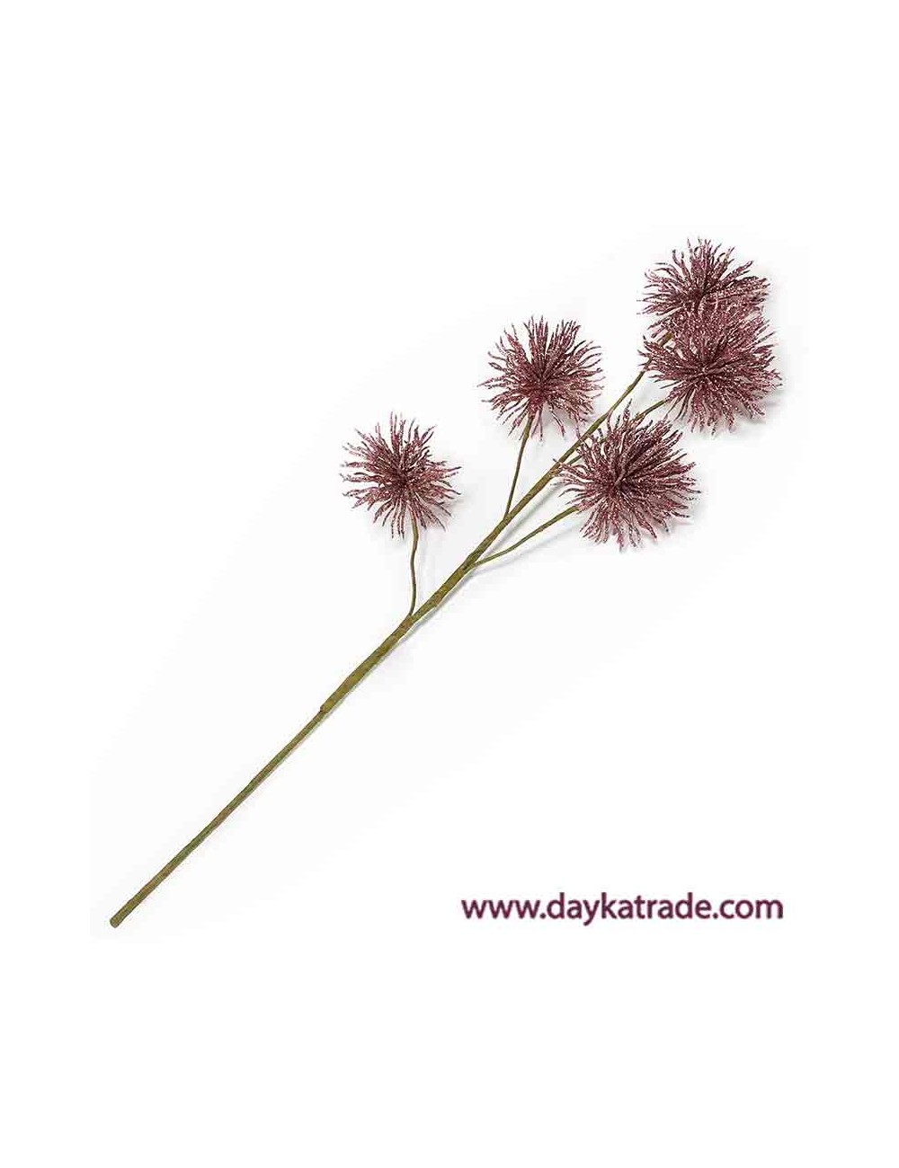 Rama con flor pompón de purpurina rosa