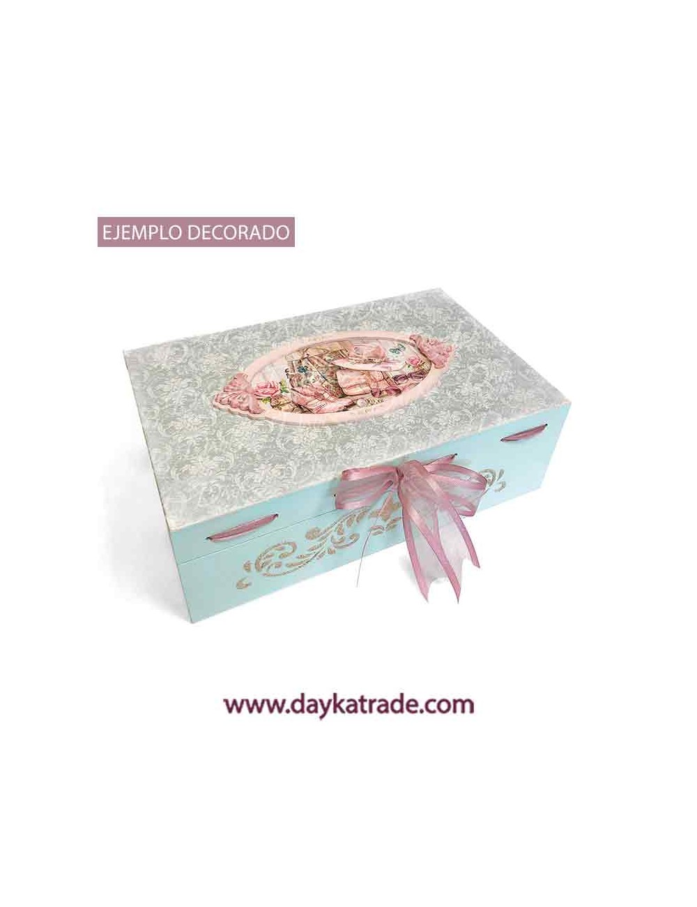 Caja accesorios con tela, marco y filigranas