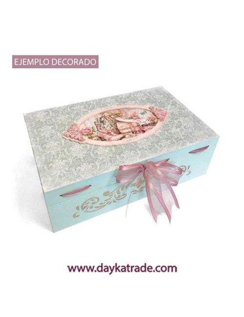 Caja accesorios con tela, marco y filigranas