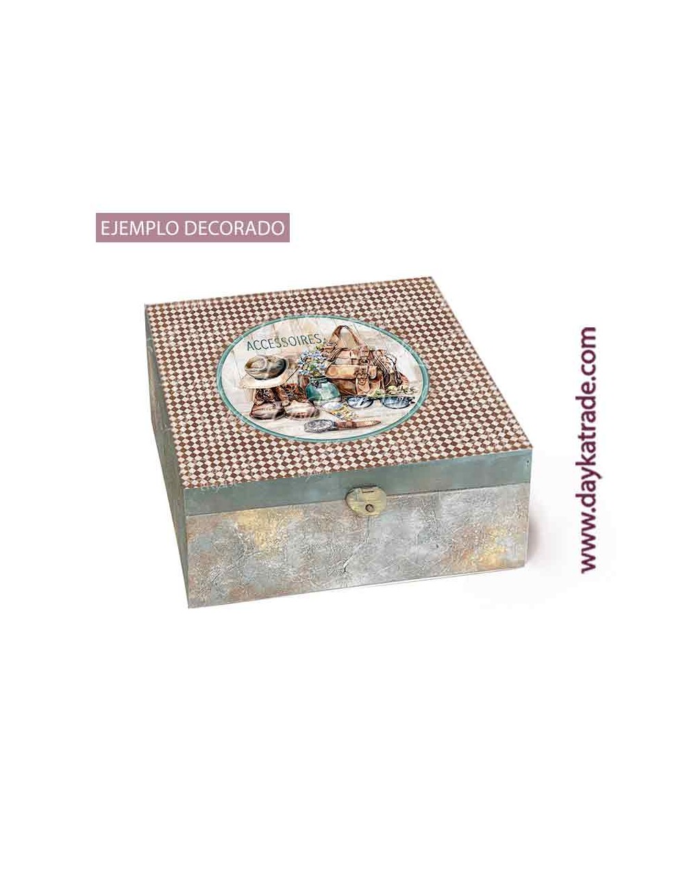 Caja de accesorios con tela prediseñada