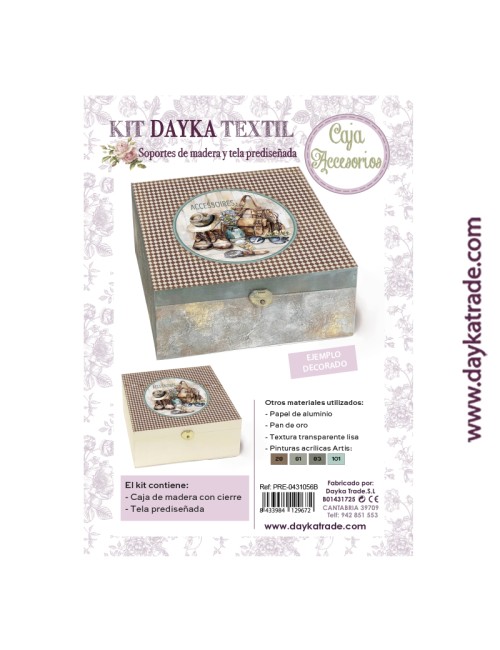 Caja de accesorios con tela prediseñada