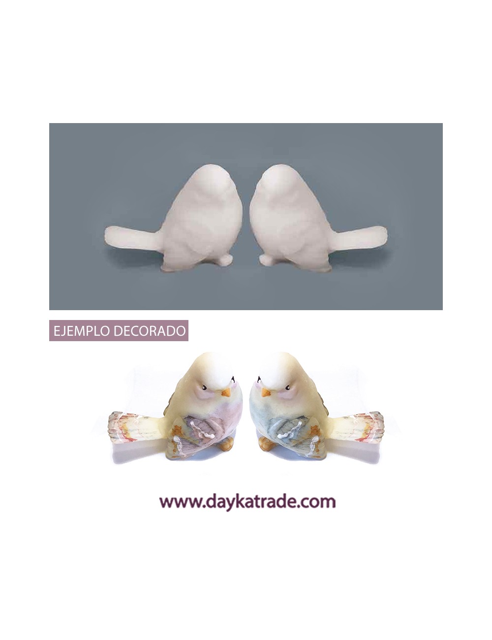 Figuras de resina de dos pájaros