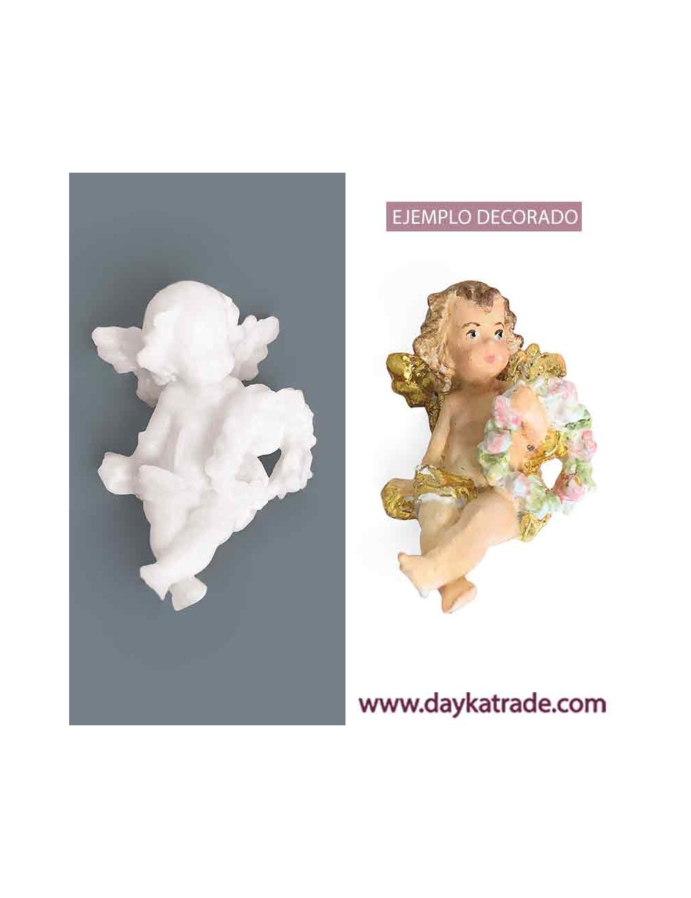Figura de resina de ángel con flores