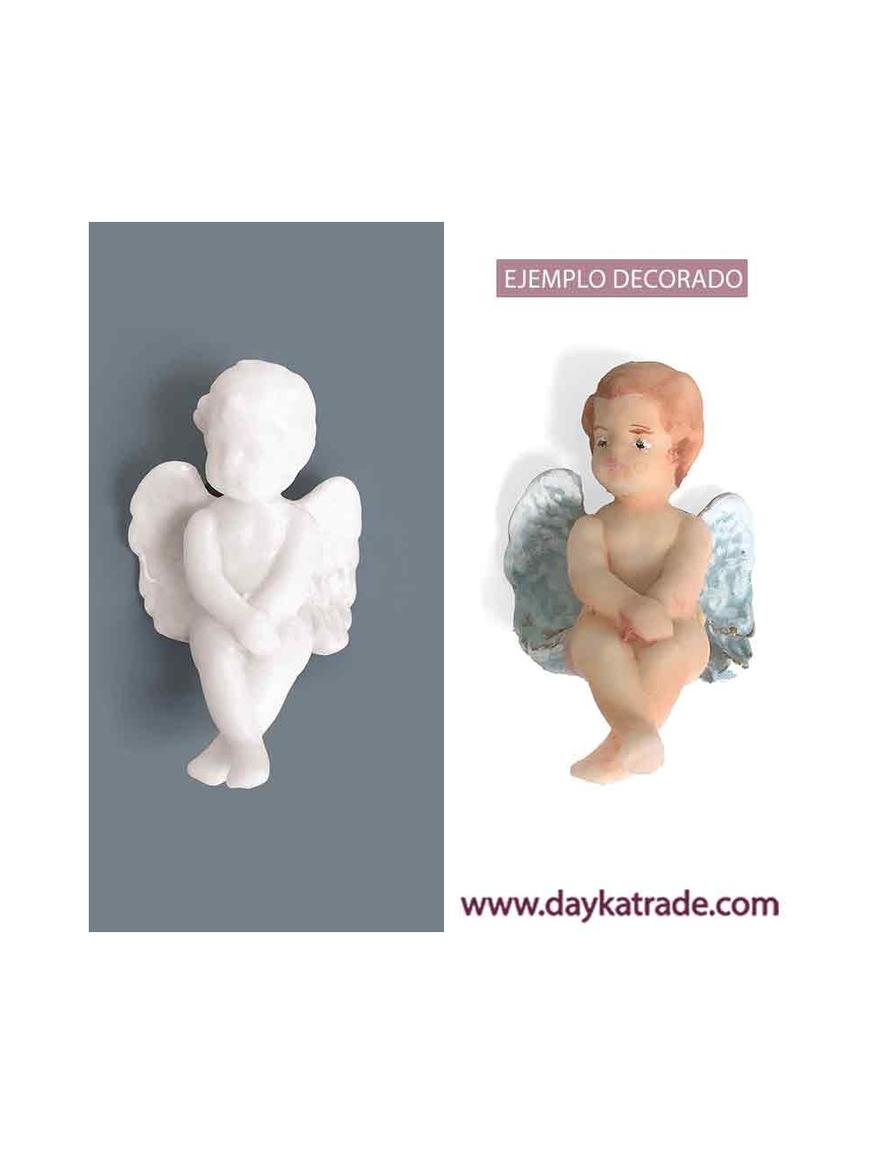 Figura de resina de ángel sentado
