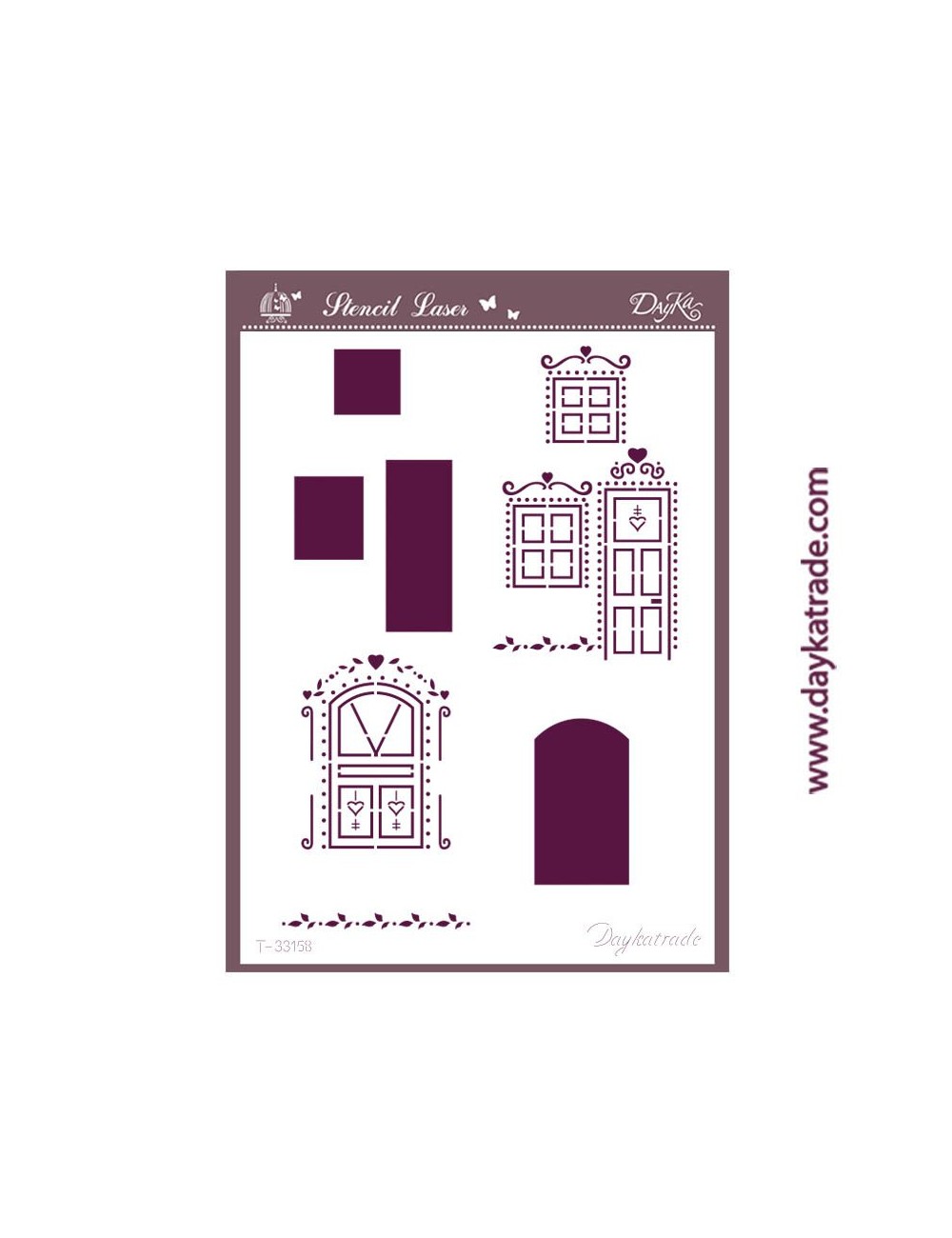 Stencil A3 dayka ventanas y puertas para casita