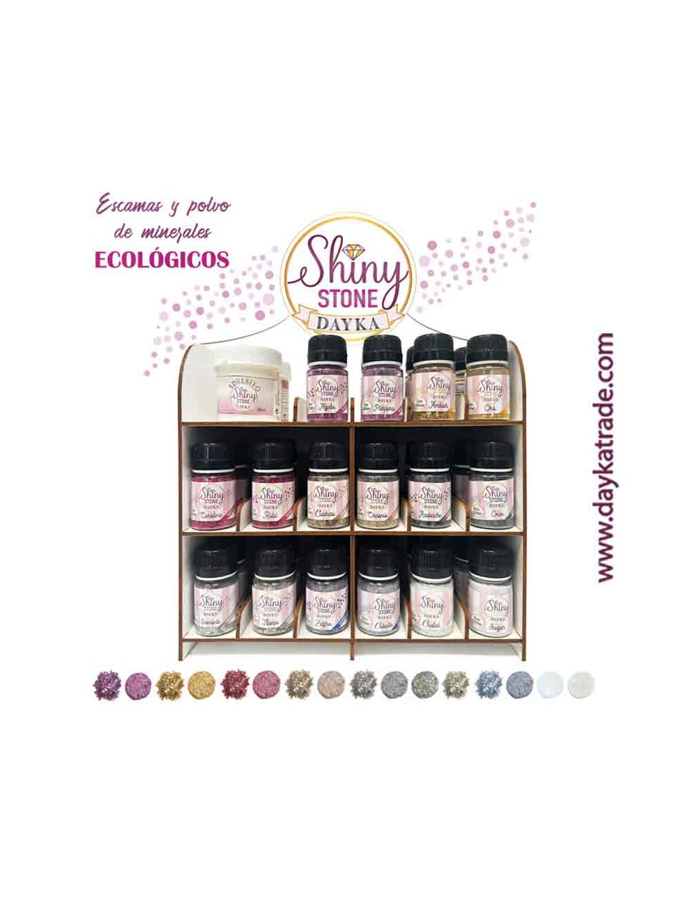 Expositor shiny stone polvos y escamas de minerales ecológicos - eco glitter