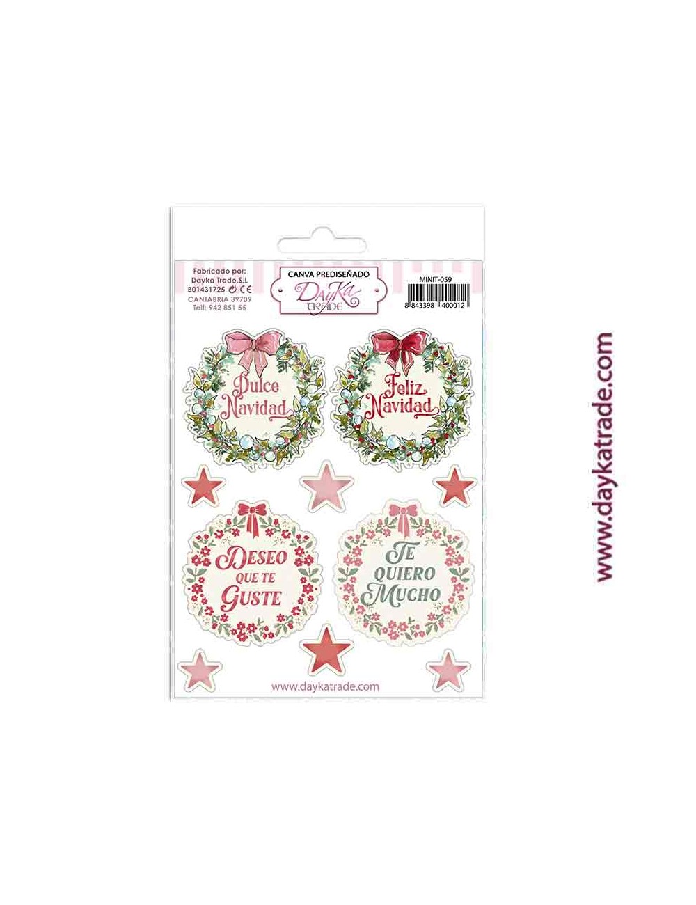 Tela para scrapbooking y cartonaje coronas de navidad con mensaje