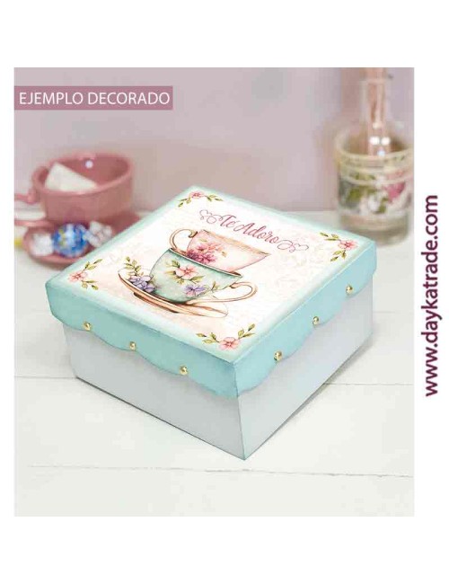 Caja con tela prediseñada para té o infusiones cuadrada